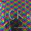 Rainbow Colorful red Sequin Embroidery Fabric